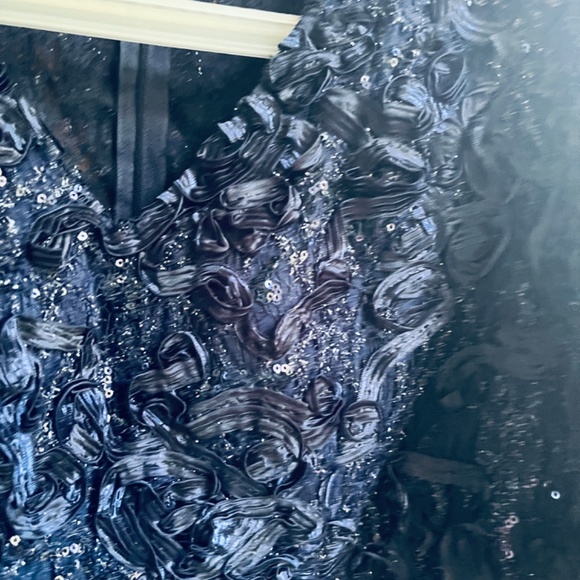 Alex Evenings Long Empire Waist Dress Soutache Bodice Cascade Ruffle Skirt 10 - Picture 6 of 15